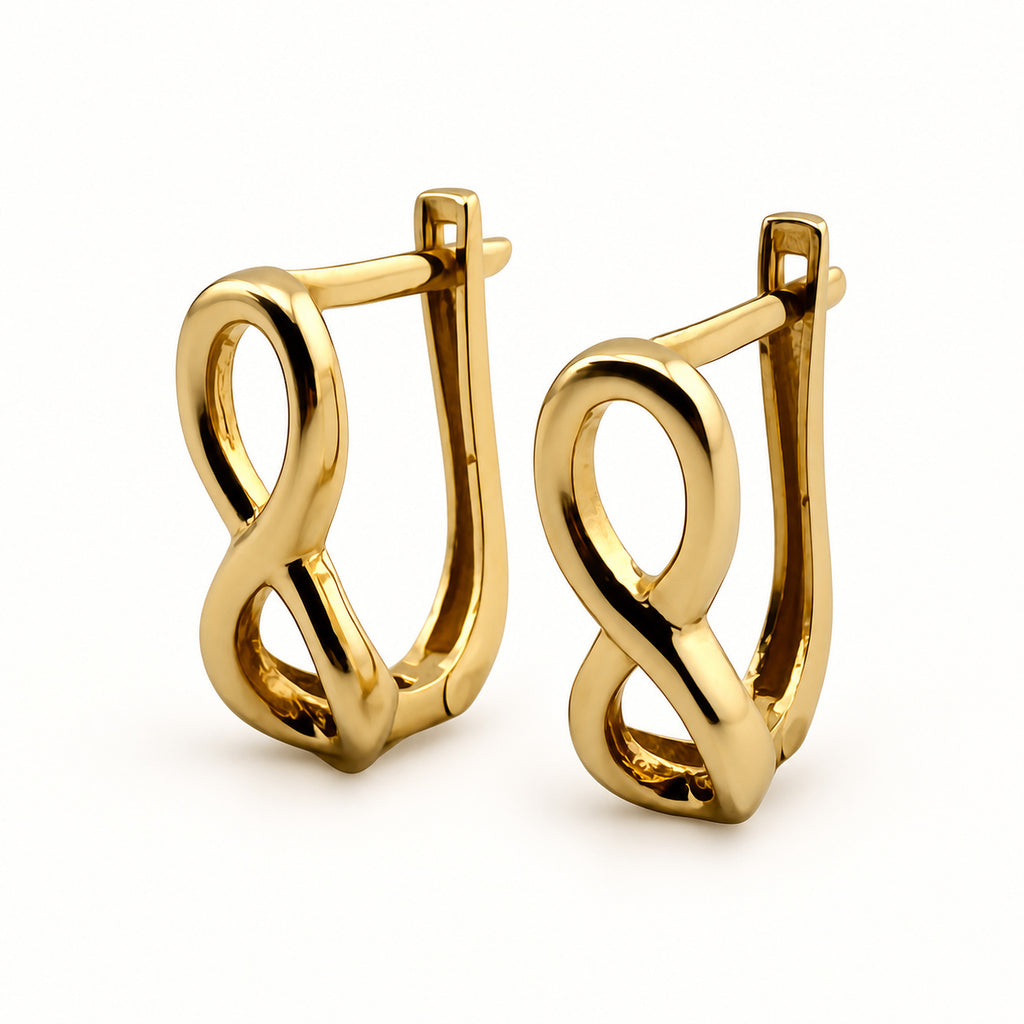 14K Gold Infinity Hoop Earrings — front