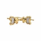 14K Gold Bear-Detail Drop Earrings — low-angle