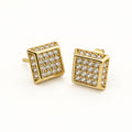 14K Gold Square CZ Cluster Stud Earrings — front