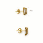 14K Gold Square CZ Cluster Stud Earrings — top, approximate size reference