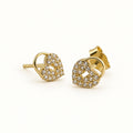 14K Gold Open Heart CZ Stud Earrings — front