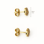 14K Gold Open Heart CZ Stud Earrings — top, approximate size reference