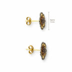 14K Gold Multi-Tone Floral Stud Earrings — top, approximate size reference