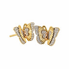 14K Gold Butterfly Accent Stud Earrings — front