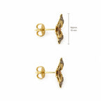 14K Gold Butterfly Accent Stud Earrings — top, approximate size reference