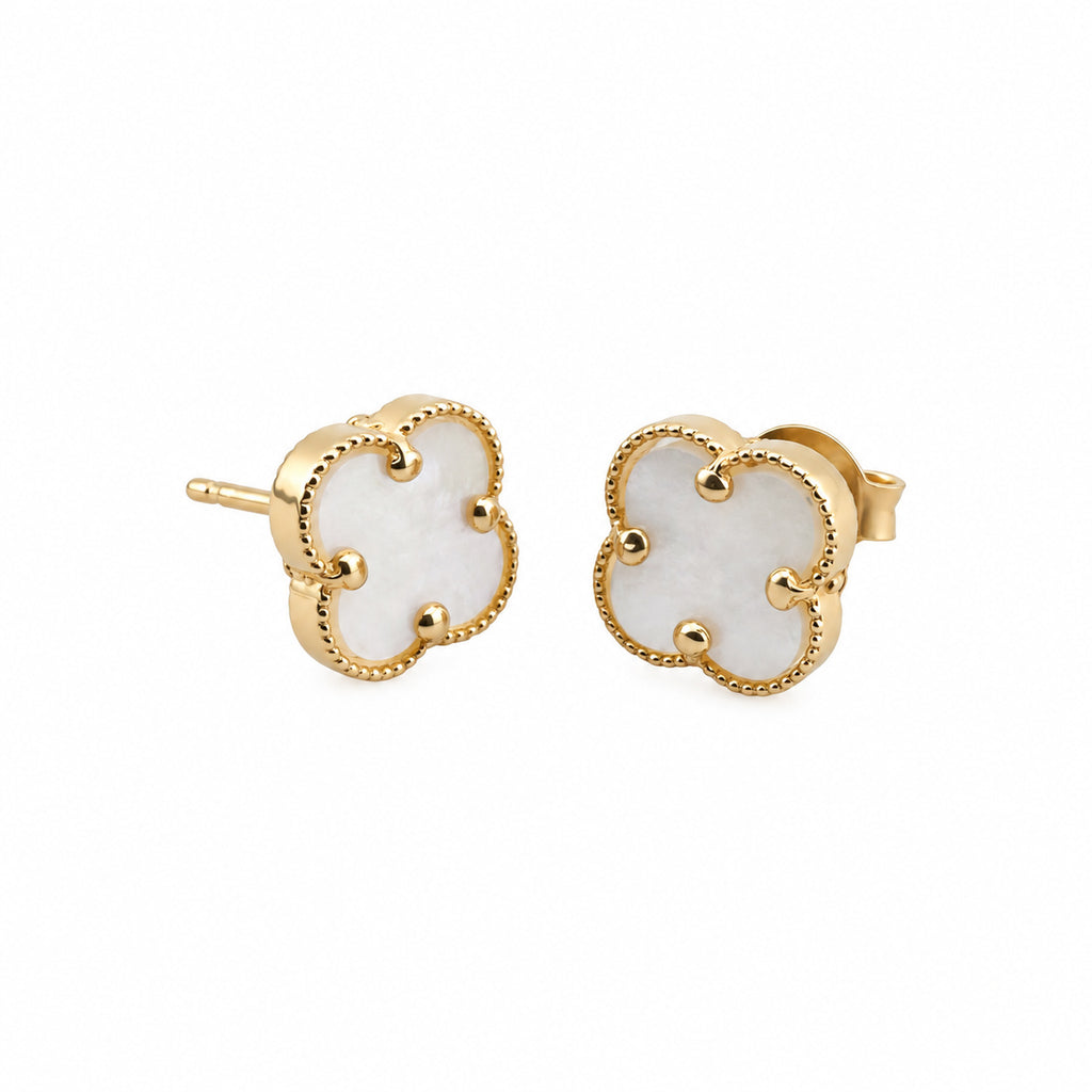 14K Gold Light Clover Stud Earrings — front
