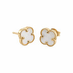 14K Gold Light Clover Stud Earrings — front