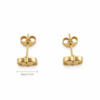 14K Gold Light Clover Stud Earrings — top, approximate size reference