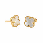 14K Gold Rounded Light Clover Stud Earrings — front