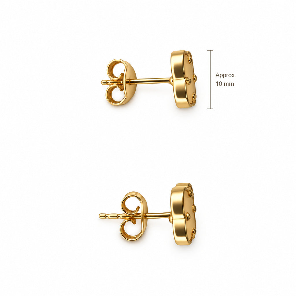 14K Gold Rounded Light Clover Stud Earrings — top view, approximately 10 mm