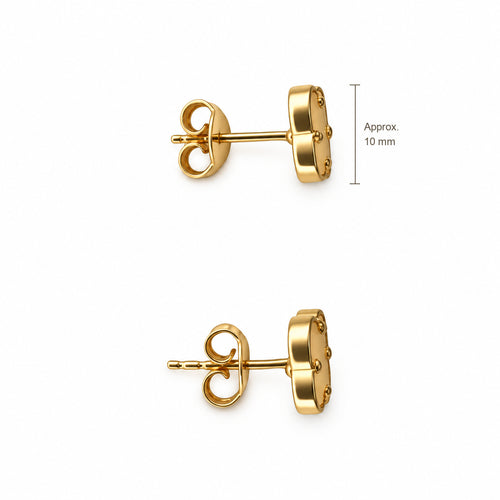 14K Gold Rounded Light Clover Stud Earrings — top view, approximately 10 mm