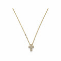 14K Gold CZ Cross Necklace — overall