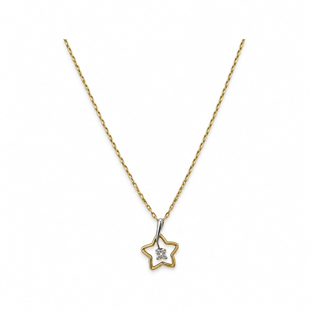 14K Gold Open Star CZ Necklace — overall