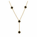 14K Gold Black Clover Y Necklace — overall