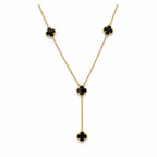 14K Gold Black Clover Y Necklace — overall
