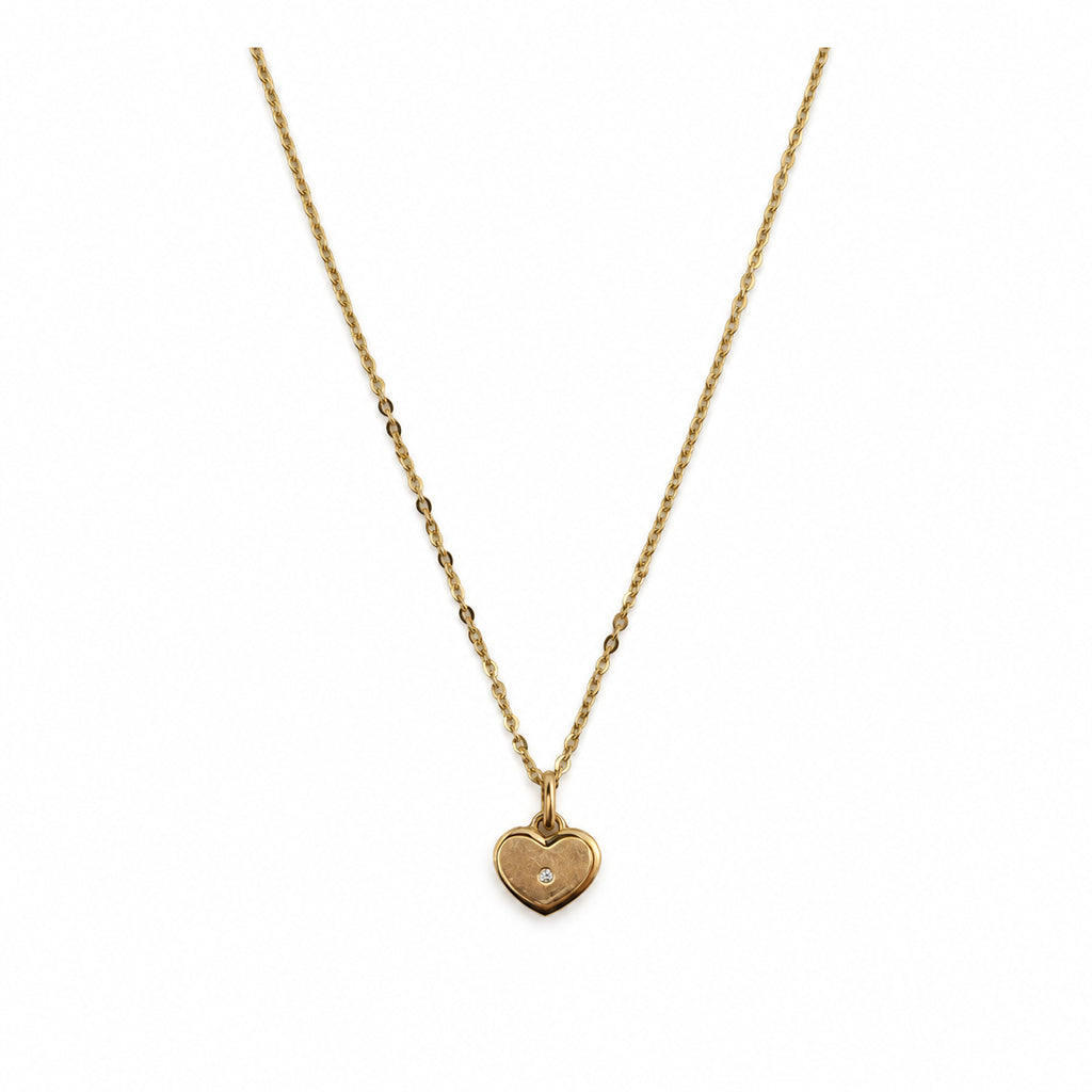 14K Gold Heart CZ Necklace — overall
