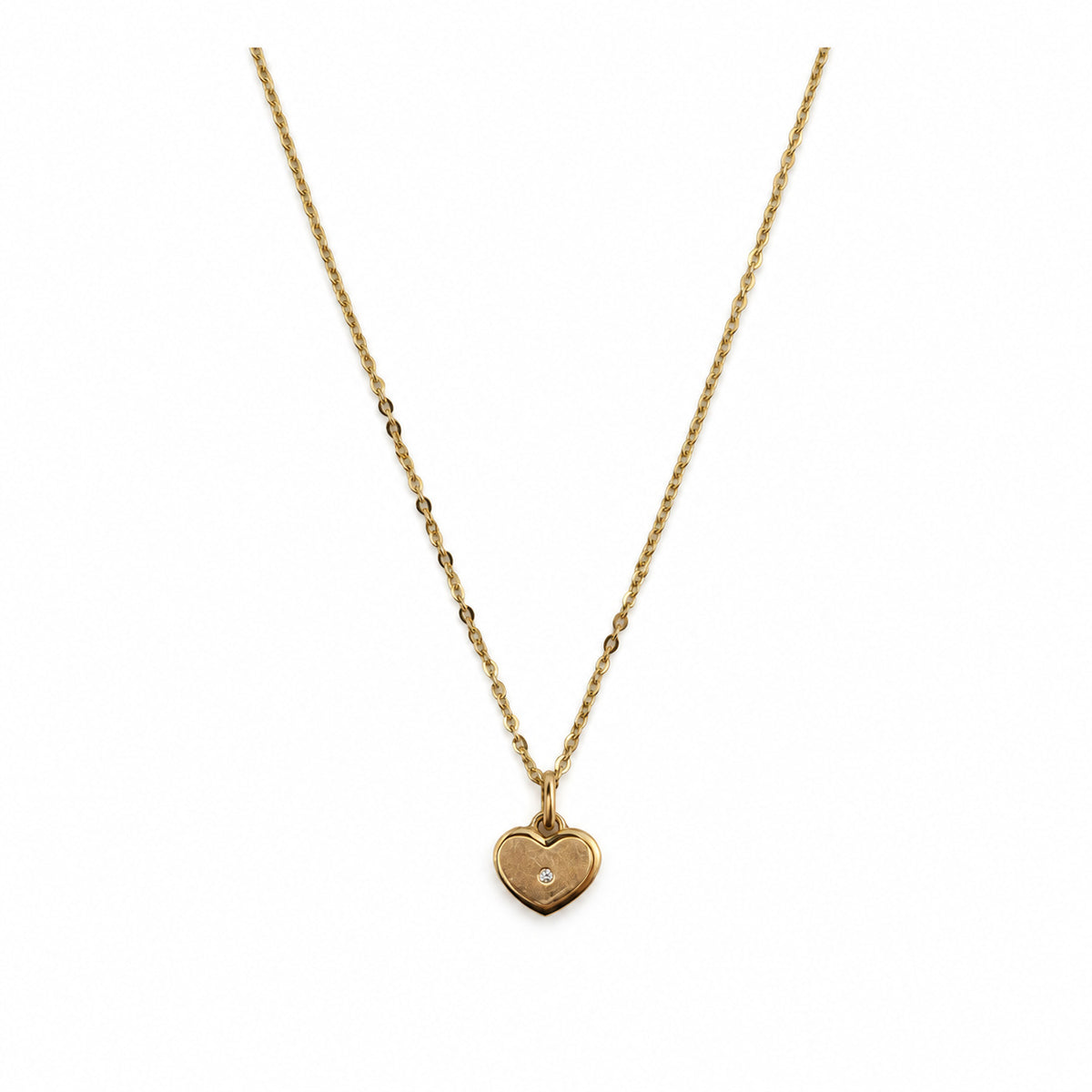 14K Gold Heart CZ Necklace — overall