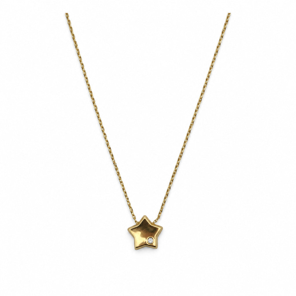 14K Gold Star CZ Necklace — overall