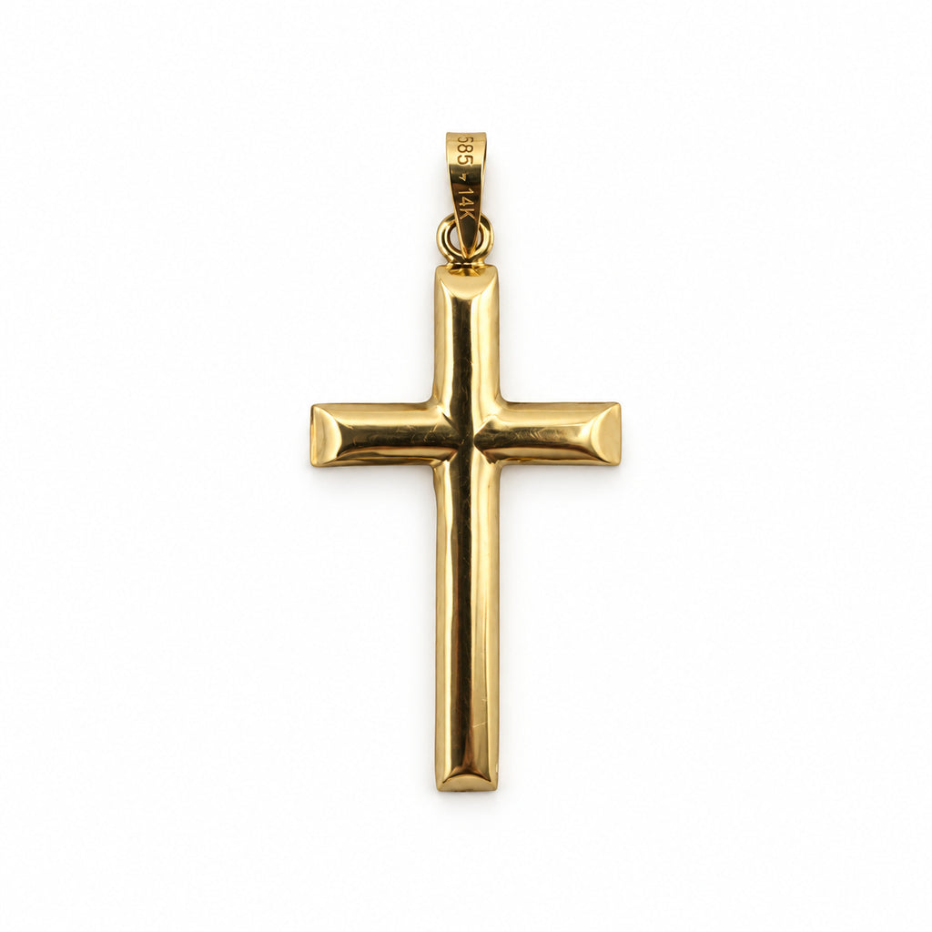 14K Gold Classic Cross Pendant, front view