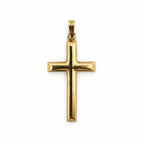 14K Gold Classic Cross Pendant, front view