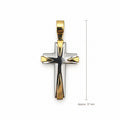 14K Gold Faceted Cross Pendant, front view with approximate 37 mm total length including bail
