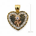 14K Gold Radiant Heart Rose CZ Pendant, front view with approximate 23 mm total length including bail
