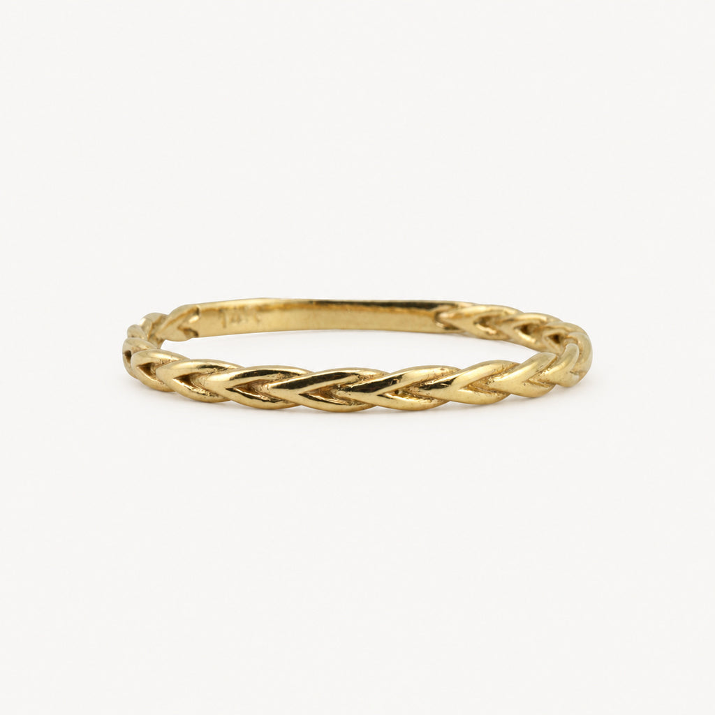 14K Gold Braided Band Ring — front view