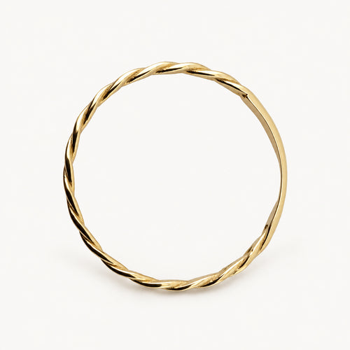 14K Gold Braided Band Ring — overhead view
