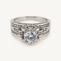 14K Gold Round Stone Scroll-Detail Ring — front view