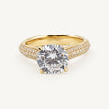14K Gold Round Stone Pavé-Style Ring — front view