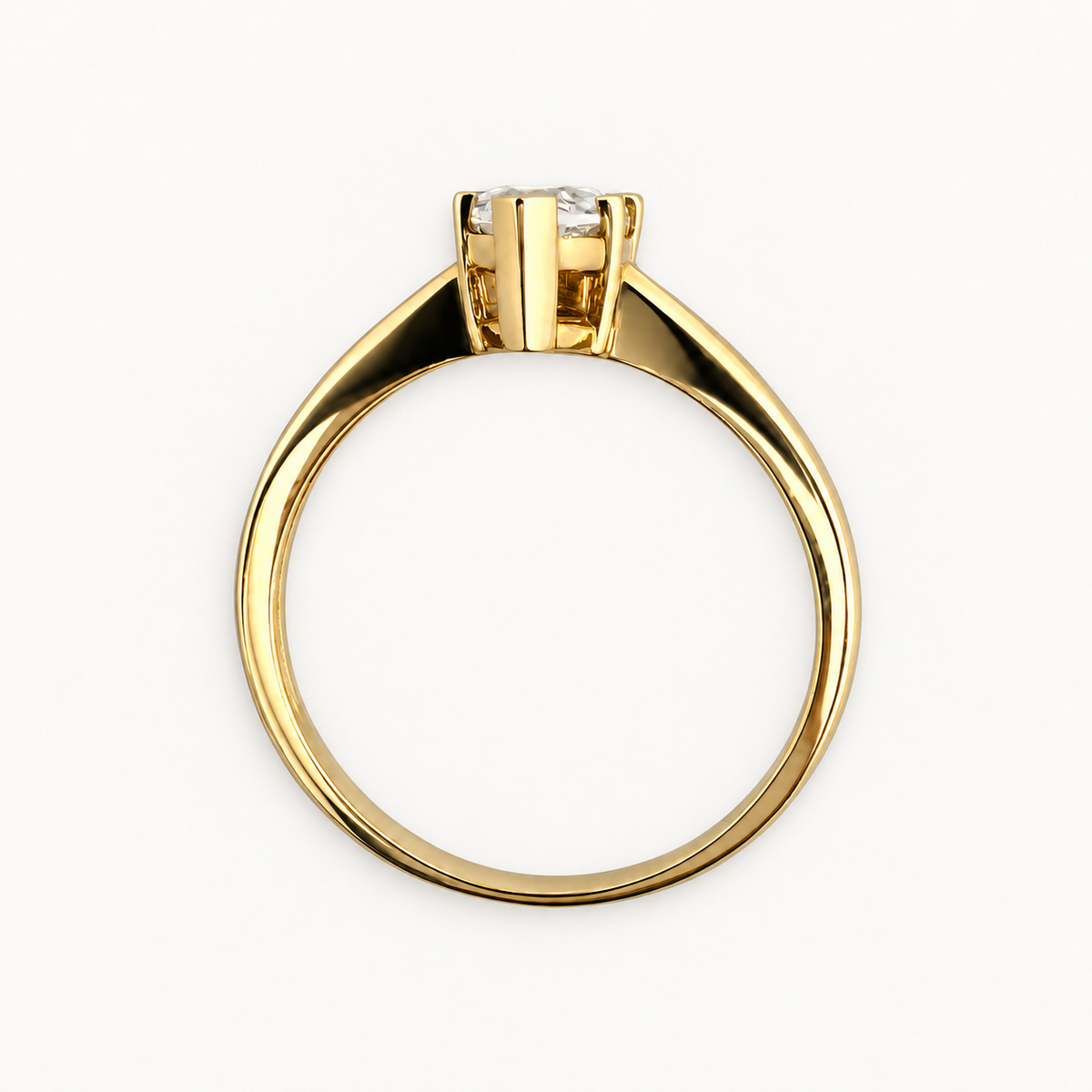14K Gold Marquise Solitaire Ring — profile view