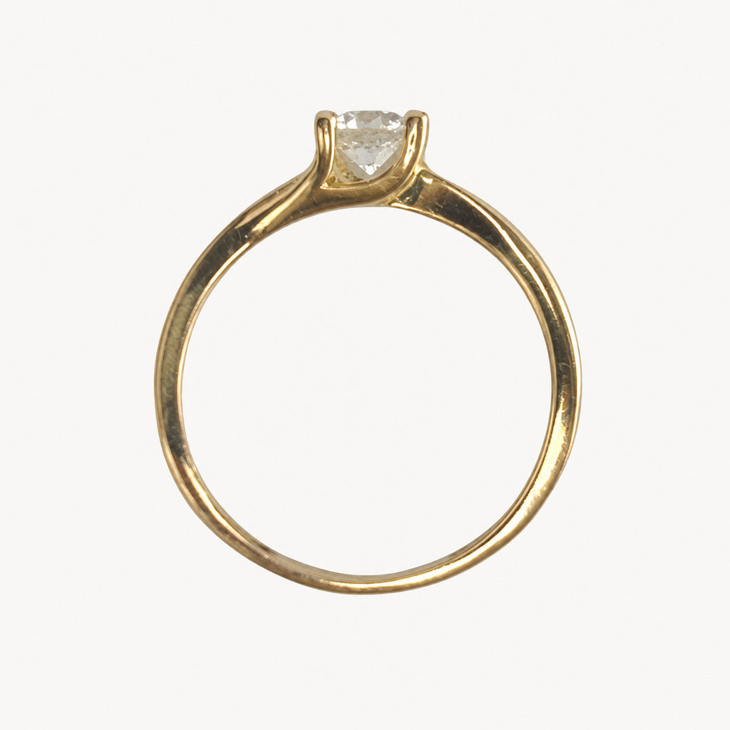 14K Gold Petite Round Solitaire Ring — profile view