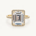 14K Gold Rectangular Halo Ring — front view