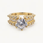 14K Gold Round Stone Openwork Ring — front view