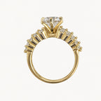14K Gold Round Stone Openwork Ring — profile view