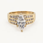 14K Gold Marquise Three-Row Ring — front view