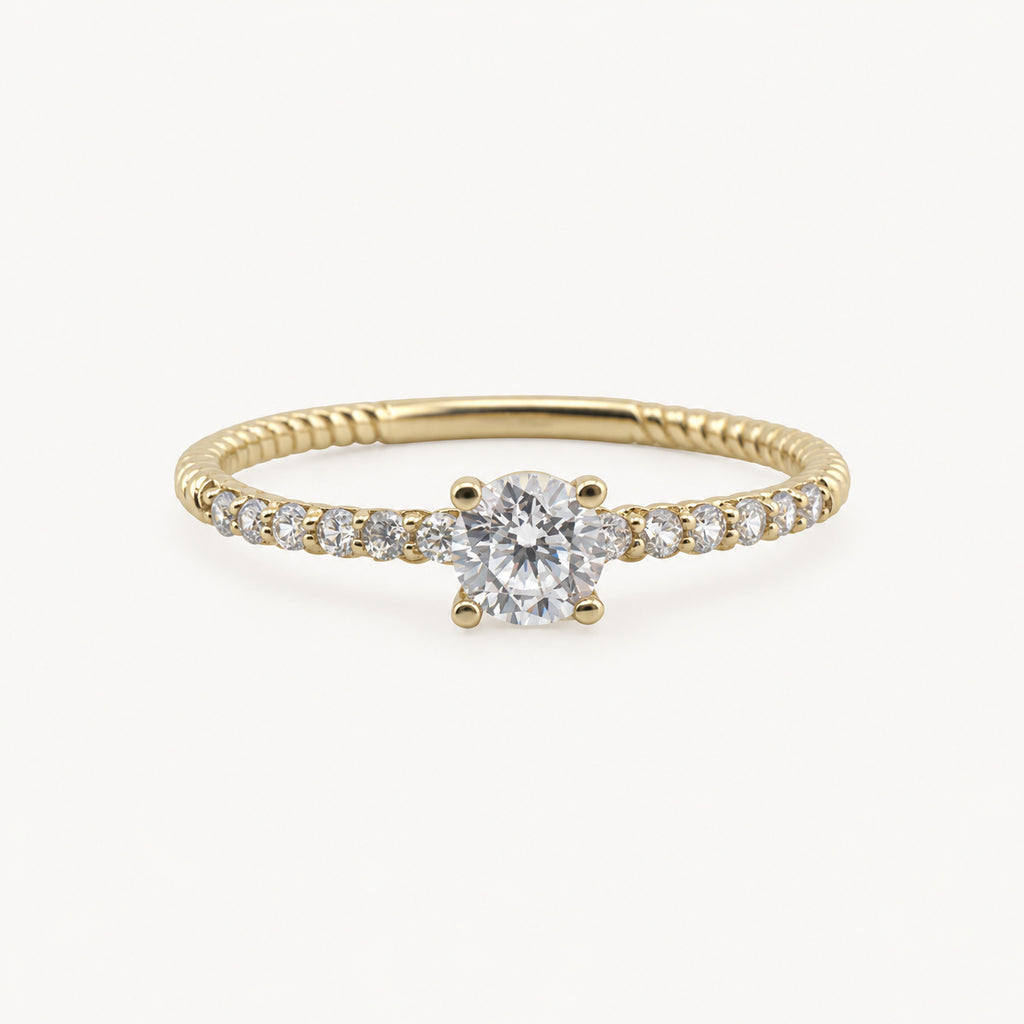 14K Gold Petite Stone Accent Band — front view