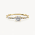 14K Gold Petite Stone Accent Band — front view