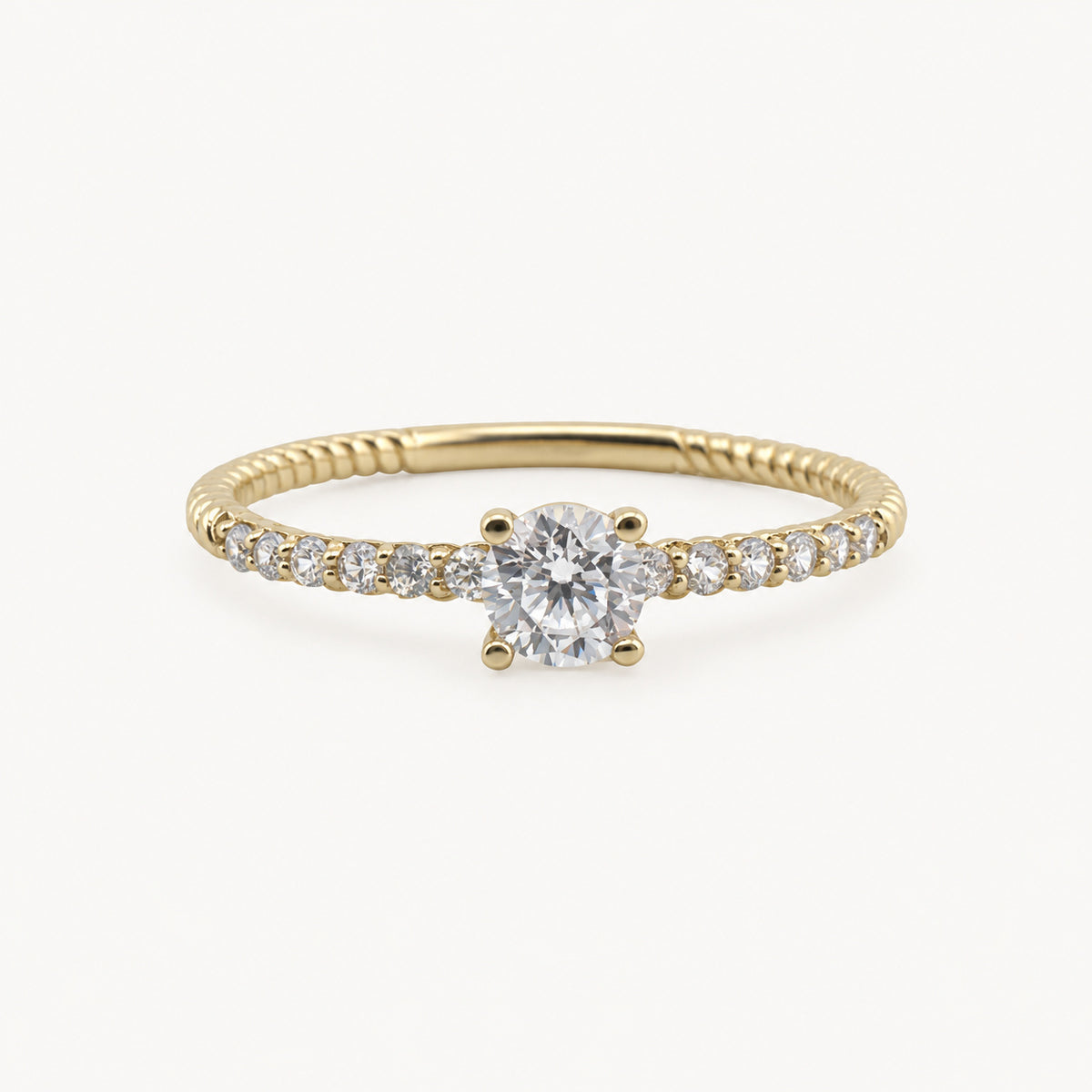 14K Gold Petite Stone Accent Band — front view