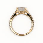 14K Gold Square Stone Textured Band Ring — profile view