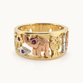 14K Gold Elephant Openwork Band — front view