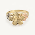 14K Gold Mixed-Tone Floral Ring — front view