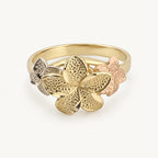 14K Gold Mixed-Tone Floral Ring — front view
