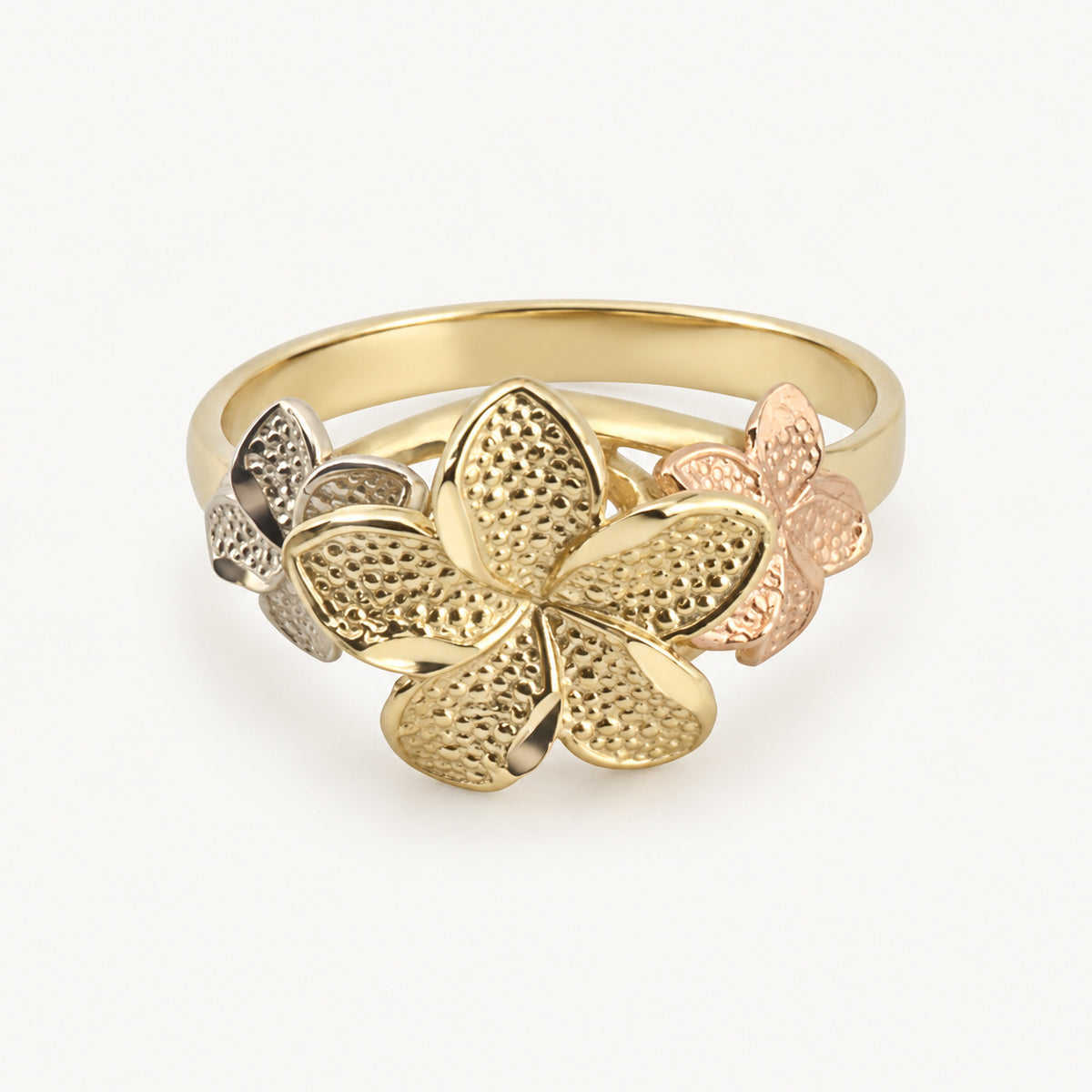 14K Gold Mixed-Tone Floral Ring — front view