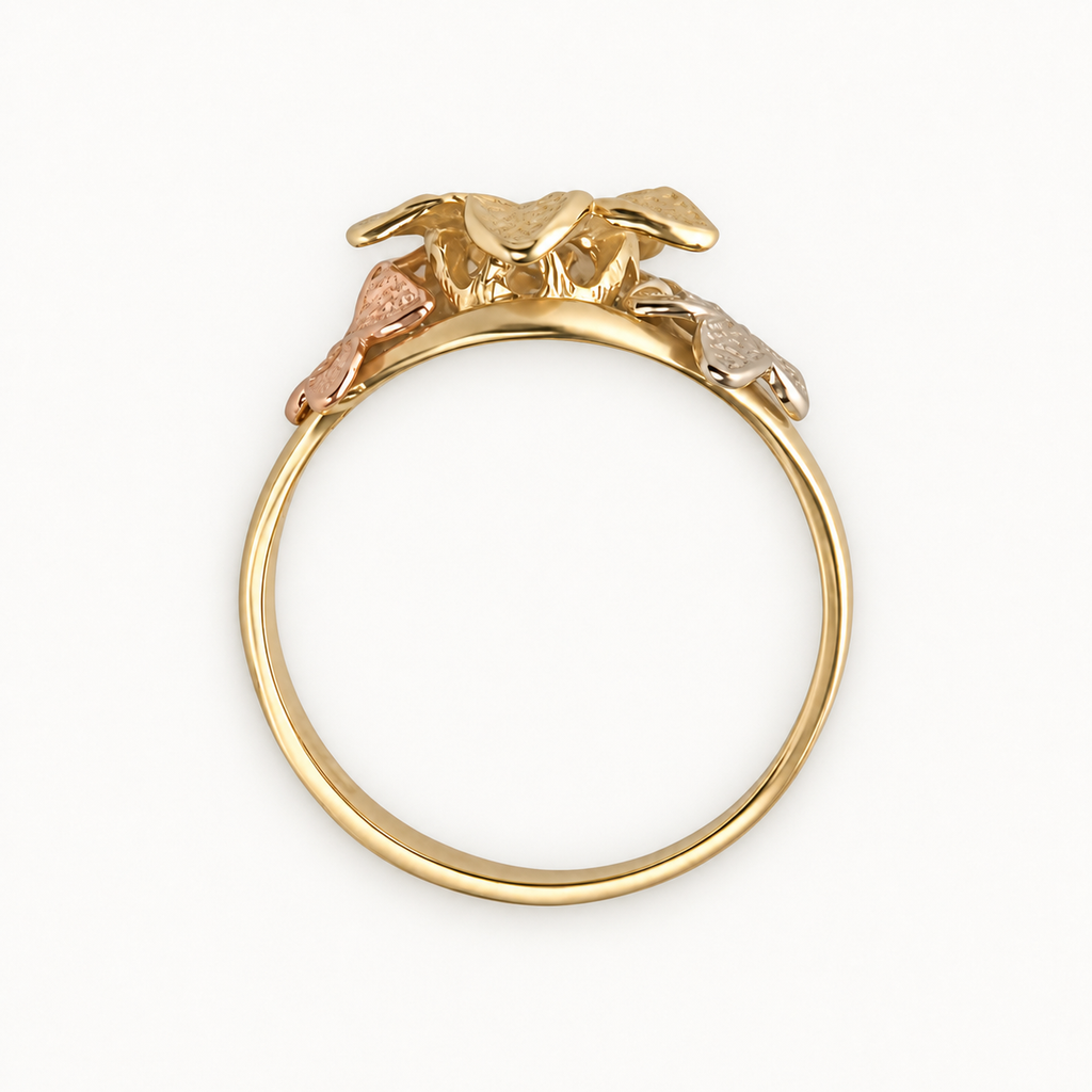 14K Gold Mixed-Tone Floral Ring — profile view