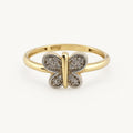14K Gold Butterfly Accent Ring — front view