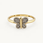 14K Gold Butterfly Accent Ring — front view