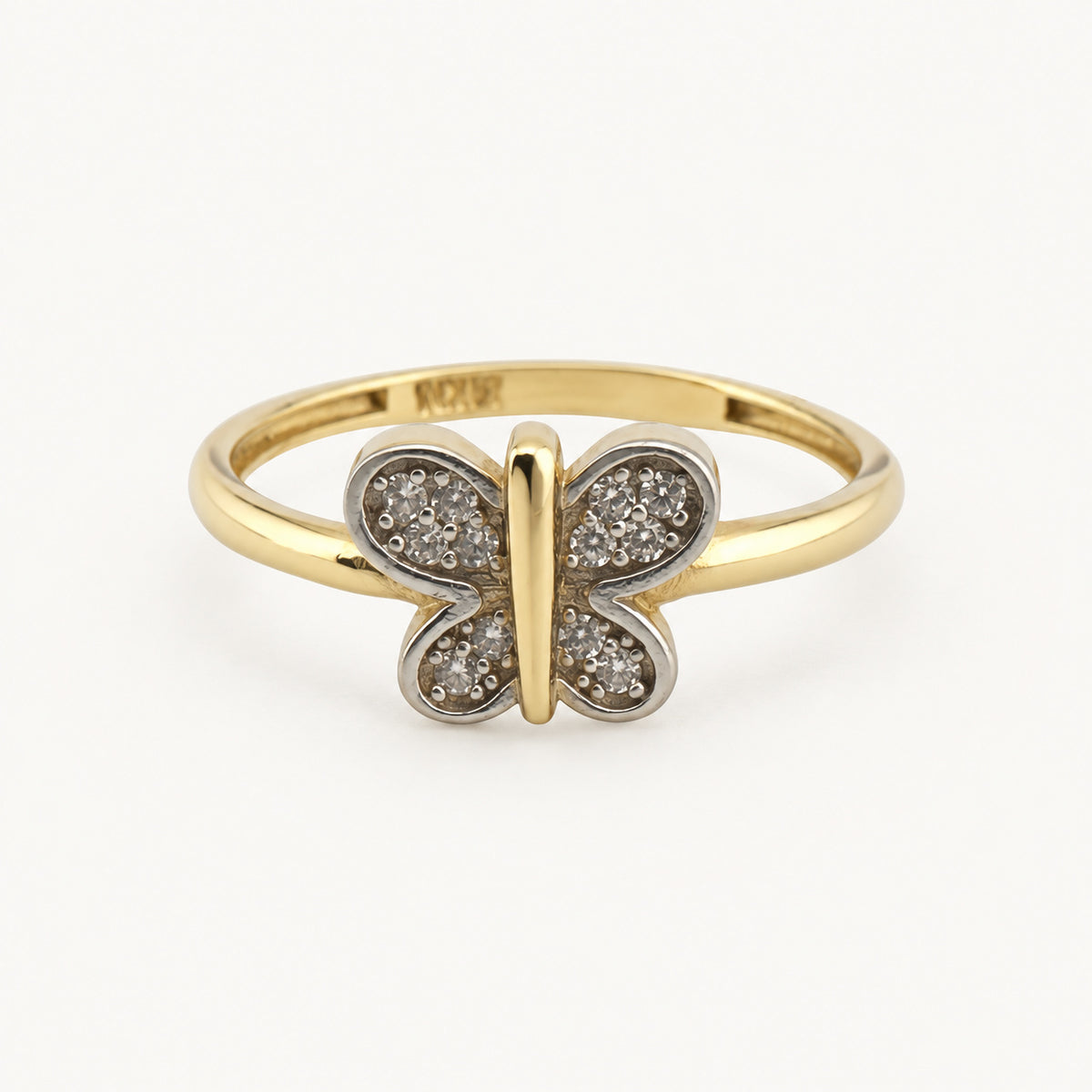 14K Gold Butterfly Accent Ring — front view