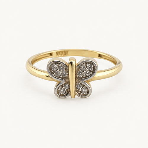 14K Gold Butterfly Accent Ring — front view