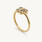 14K Gold Butterfly Accent Ring — three-quarter view